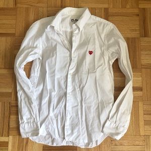 Womens comme des garcons white button down shirt size M